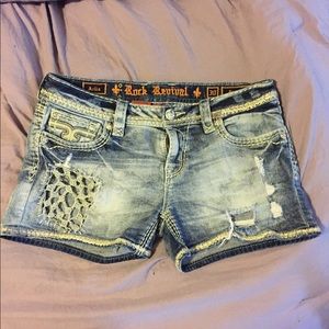 Crocheted jean shorts